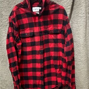 Red and Black Checkered Men's Flannel Shirt